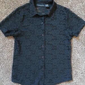Impressions Midnight Floral Lace Blouse